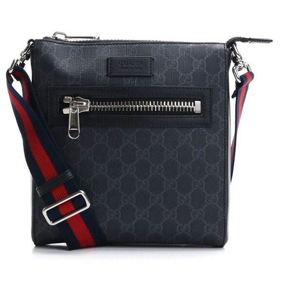 Gucci GG Diagonal Crossbody Shoulder Bag Black Gray - Picture 1 of 5